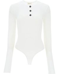 KHAITE - Long-Sleeved Ribbed-Knit Bodysuit - Lyst