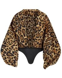 Alaïa - Alaïa Leopard Printed Bodysuit - Lyst