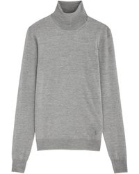 Saint Laurent - Cassandre Fine-Knit Wool Jumper - Lyst