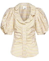 Isabel Marant - Striped Ruched Button-Up Top - Lyst