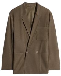 Lemaire - Double Breasted Leather Tailored Jacket - Lyst