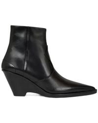 Etro - Leather Ankle Boots With Wedge Heel - Lyst