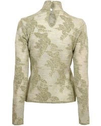 Ganni - Sheer Flower Jacquard Long Sleeve T-Shirt - Lyst