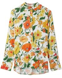 Stella McCartney - Lady Garden-Print Collarless Shirt - Lyst