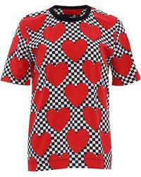 Moschino - Checkered Love Printed T-Shirt - Lyst