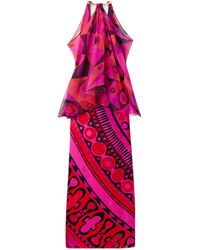 PUCCI - Occhi-Print Satin And Chiffon Dress - Lyst