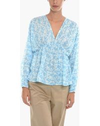 Samsøe & Samsøe - Floral-Pattern Puff-Sleeve Blouse - Lyst