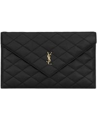 Saint Laurent - Paris Logo Plaque Pouch - Lyst