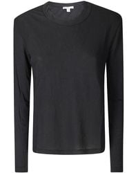James Perse - Crepe Jersey Oversized L/S Crew - Lyst