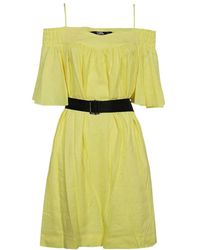 KARL LAGERFELD - Belted Linen-Blend Midi Dress - Lyst