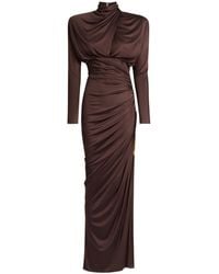 Balmain - Draped Long-Sleeve Maxi Dress - Lyst
