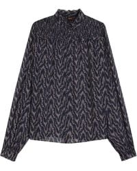 BOSS - Benvylla Shirred-Detail Patterned Blouse - Lyst