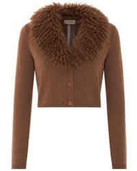 Twinset - Faux Fur Trim Cardigan - Lyst