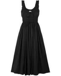 Doen - Emmaretta Tie-Detailed Shirred Organic Cotton-Voile Midi Dress - Lyst