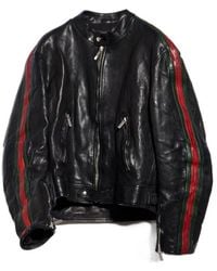 Gucci - Web Detailed Leather Biker Jacket - Lyst