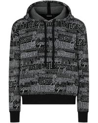 DSquared² - Intarsia-Knit Drawstring Hoodie - Lyst