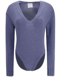 forte_forte - Cable Knit V-Neck Bodysuit - Lyst