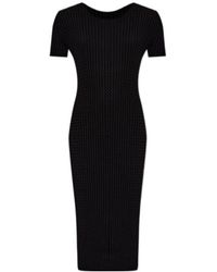 Issey Miyake - Seersucker Short-Sleeve Midi Dress - Lyst