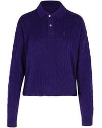 Polo Ralph Lauren - Pony Embroidered Cable-Knit Polo Shirt - Lyst