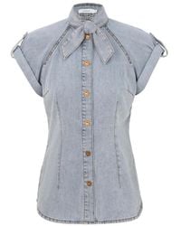 Zimmermann - Denim Tie Neck Shirt - Lyst