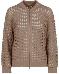 Peserico - Zip-Up Open-Knit Cardigan - Lyst