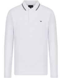 Emporio Armani - Eagle Embroidered Long-Sleeved Polo Shirt - Lyst