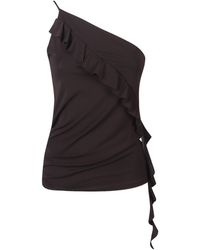 Pinko - Ruffled One-Shoulder Asymmetric Top - Lyst