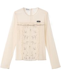 Miu Miu - Embroidered Tulle Top - Lyst