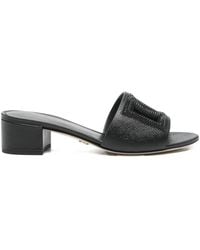 Dolce & Gabbana - Dolce & Gabbana Dg Logo Leather Sandals - Lyst