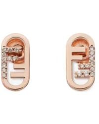 Fendi - Rose- Colored Metal Earrings - Lyst