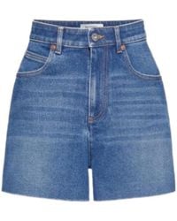 Valentino - High-Waisted Denim Shorts - Lyst
