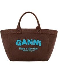 Ganni - Reversible Logo Xxl Tote Bag - Lyst