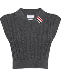 Thom Browne - Cable-Knit Cropped Knitted Top - Lyst