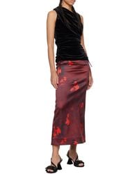 Ganni - Ruched Velvet Top - Lyst