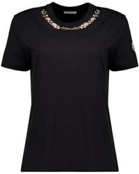 Moncler - Floral Embroidered T-Shirt - Lyst