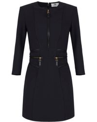Elisabetta Franchi - Double Layer Crepe Zipped Dress - Lyst