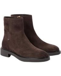 Gianvito Rossi - Round Toe Suede Ankle Boots - Lyst