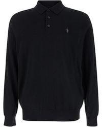Polo Ralph Lauren - Logo Embroidered Long-Sleeved Polo Shirt - Lyst
