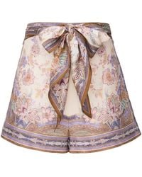Zimmermann - Luna Scarf-Tie Printed Shorts - Lyst