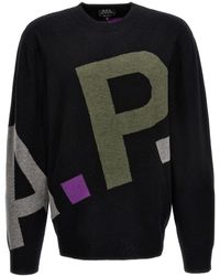 A.P.C. - Logo Intarsia-Knitted Jumper - Lyst