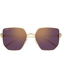 Cartier - Geometric Frame Sunglasses - Lyst