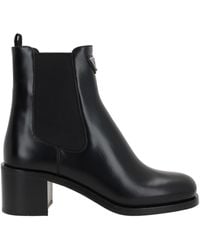 Prada - Triangle-Logo Ankle Boots - Lyst