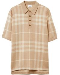 Burberry - Check Silk Wool Jacquard Polo Shirt - Lyst