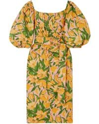 Carolina Herrera - Off-Shoulder Pleated Print Dress - Lyst