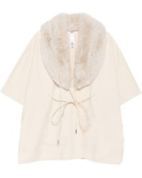 Liu Jo - Faux-Fur Collar Tie-Fastening Cape - Lyst