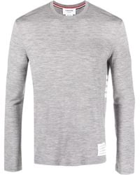 Thom Browne - Logo Patch Knitted Crewneck Jumper - Lyst