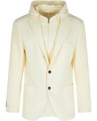 Eleventy - Cable-Knit Panel Hooded Blazer - Lyst