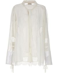 P.A.R.O.S.H. - Long-Sleeved Transparent Detail Blouse - Lyst