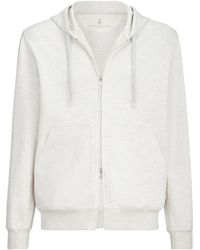 Brunello Cucinelli - Techno Cotton French Terry Double Cloth Hooded Sweatshirt With Zipper - Lyst