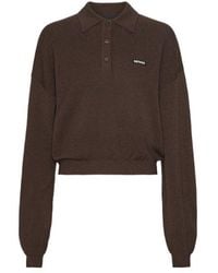 ROTATE BIRGER CHRISTENSEN - Long Sleeved Cropped Knit Polo Shirt - Lyst